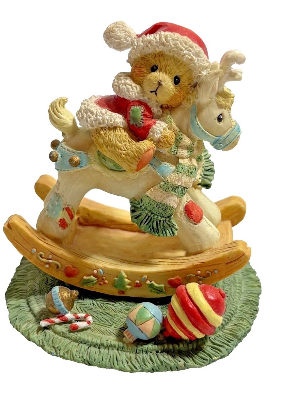 Vintage 1992 Cherished Teddies BETH Bear on Rocking Reindeer Figurine 950807